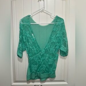 January 7 Mint Green Lace Top